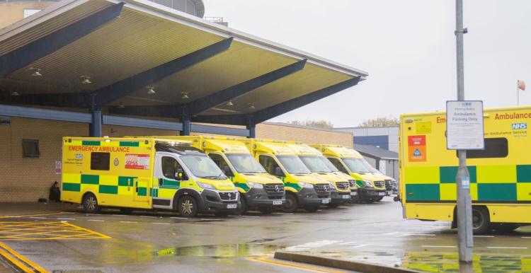 Ambulances waiting at Queen's Hospital