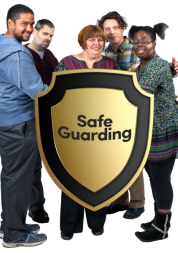 people with a safeguarding shield